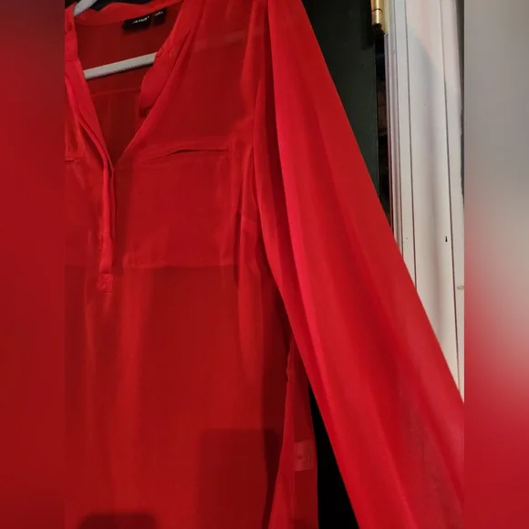 a.n.a. Red Sheer Blouse - Picture 4 of 7